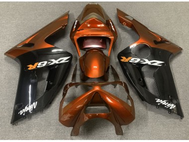 Arancio Lucido & Nero 2003-2004 Kawasaki ZX6R Carena Moto