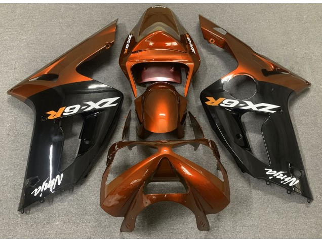 Arancio Lucido & Nero 2003-2004 Kawasaki ZX6R Carena Moto
