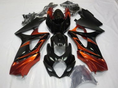 Arancione Bruciato & Nero 2007-2008 Suzuki GSXR 1000 Carena Moto