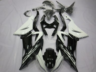 Bianco Nero Lucido Semplice 2013-2018 Kawasaki ZX6R Carena Moto