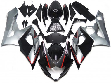 Nero & Argento Lucido Con Rosso 2005-2006 Suzuki GSXR 1000 Carena Moto