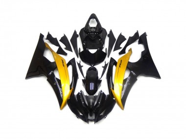 Nero & Oro Lucido 2008-2016 Yamaha R6 Carena Moto